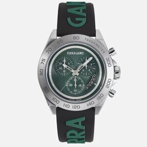 Ferragamo Mens 43mm Green Dial Watch New